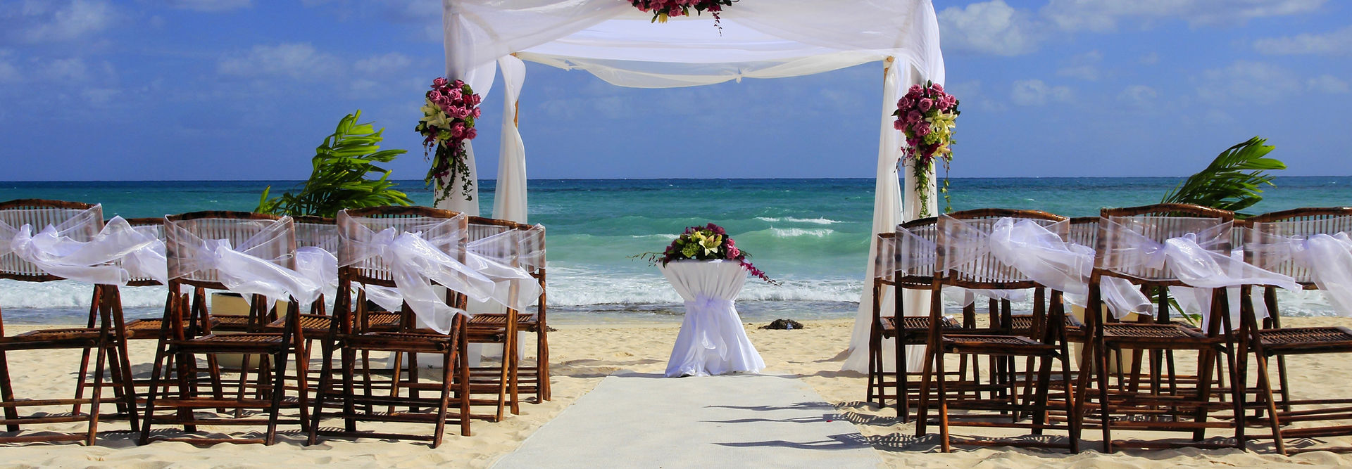 Beach wedding setup by the ocean