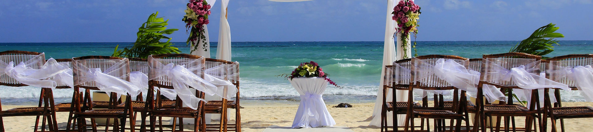 Beach wedding setup by the ocean